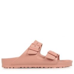 Klapki Birkenstock Arizona Eva Damskie. Czerwone klapki damskie Birkenstock, bez wzorów, z materiału, bez obcasa, bez zapięcia. Za 276.50 zł.