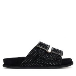 Klapki Alma En Pena. Czarne klapki damskie Alma En Pena, bez wzorów, bez obcasa, bez zapięcia. Za 449.99 zł.