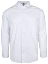Koszula Victorio - Biała w Niebieskie Małe Groszki - Klasyczny, Wygodny Krój. Białe koszule męskie Victorio, bez wzorów, z bawełny, eleganckie, bez kołnierzyka, bez ramiączek. Za 185.00 zł.