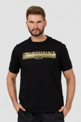 ARMANI EXCHANGE Czarny t-shirt Short-sleeved. Czarne t-shirty męskie Armani Exchange, l, bez wzorów, bez kołnierzyka, bez ramiączek. W wyprzedaży za 228.99 zł.