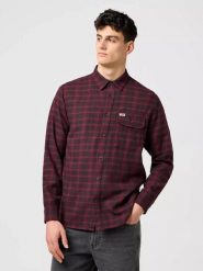 MĘSKA KOSZULA WRANGLER 1 PKT FLANNEL SHIRT BLACK WINE 112371522. Czarne koszule męskie Wrangler, m, bez wzorów, bez kołnierzyka, bez ramiączek. Za 189.99 zł.