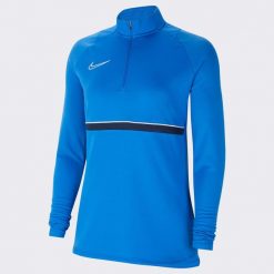 Bluza treningowa damska Nike Drifit Academy. Niebieskie bluzy damskie Nike, xs, bez wzorów, bez ramiączek, bez kaptura. W wyprzedaży za 156.10 zł.