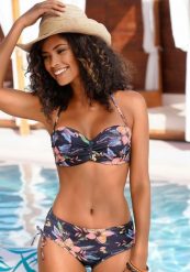 Bikini bandeau z fiszbinami kobiecy Lascana Malia. Szare stroje kąpielowe damskie LASCANA, bez wzorów, z poliamidu. Za 312.35 zł.