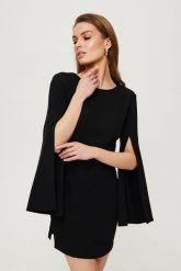 Elegancka ołówkowa sukienka mini rozcięte rękawy czarna. Czarne sukienki damskie Makover, m, bez wzorów, eleganckie, bez kołnierzyka, bez ramiączek, mini, ołówkowe. Za 289.00 zł.