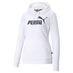 Bluza damska z kapturem Puma Essentiel. Białe bluzy damskie Puma, m, bez wzorów, sportowe, bez ramiączek, z kapturem. Za 96.90 zł.