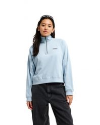 Bluza dla Kobiety CORONET PEAK Niebieski. Niebieskie bluzy damskie Quiksilver, m, z aplikacjami, z bawełny, bez ramiączek, bez kaptura. Za 319.99 zł.