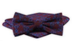 Mucha Męska z Poszetką - Alties - Bordo z Niebieskim Wzorem w Kwiaty. Czerwone krawaty i muchy Alties, bez wzorów, eleganckie. Za 54.00 zł.