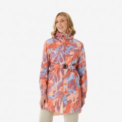 Kurtka turystyczna damska długa Quechua Raincut wodoodporna. Brązowe kurtki sportowe damskie QUECHUA, m, bez wzorów, bez ramiączek, bez kaptura, trekkingowe. Za 129.99 zł.