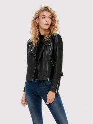 ONLY Kurtka z imitacji skóry Gemma 15153079 Czarny Regular Fit. Czarne kurtki damskie ONLY, bez wzorów, ze skóry, bez kaptura. Za 299.99 zł.