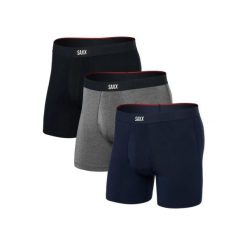 Bokserki męskie - Vibe Xtra Soft Comfort 3-pak - Czarny / Szary / Granatowy. Niebieskie bokserki męskie Saxx, bez wzorów, z materiału. Za 398.40 zł.