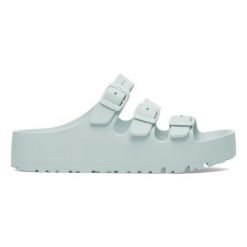 Birkenstock Florida III Flex Platform EVA Surf Green Klapki damskie. Zielone klapki damskie Birkenstock, na lato, bez wzorów, z materiału, wakacyjne, bez obcasa, na platformie, bez zapięcia. Za 199.99 zł.