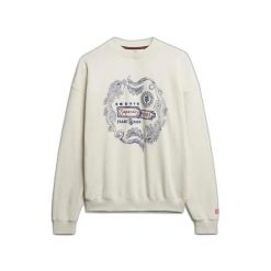 Damska bluza oversize Superdry Tokyo Narrative. Białe bluzy damskie Superdry, bez wzorów, bez ramiączek, bez kaptura. Za 327.70 zł.