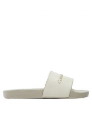 Calvin Klein Jeans Klapki Slide Instituitional Mtr YW0YW01508 Écru. Klapki damskie Calvin Klein Jeans, bez wzorów, z jeansu, bez obcasa, bez zapięcia. Za 219.99 zł.