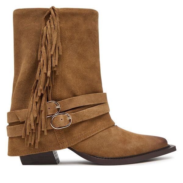 Kowbojki Steve Madden. Brązowe botki damskie Steve Madden, bez wzorów, bez obcasa, na słupku, bez zapięcia. Za 1,029.00 zł.