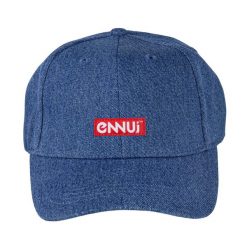 Czapka dżinsowa Ennui Logo. Niebieskie czapki damskie ENNUI, bez wzorów, z jeansu, eleganckie. Za 125.00 zł.