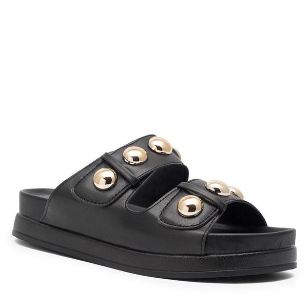 Klapki DeeZee. Czarne klapki damskie DeeZee, bez wzorów, bez obcasa, bez zapięcia. Za 119.99 zł.