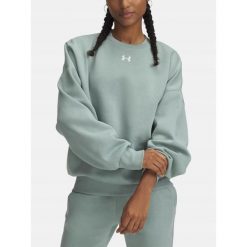Bluza Damska Under Armour Dresowa Bez Kaptura Oversize Rival Fleece. Zielone bluzy damskie Under Armour, bez wzorów, z dresówki, sportowe, bez ramiączek, bez kaptura. Za 199.99 zł.