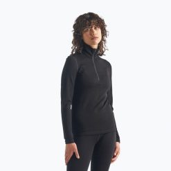 Bluza termoaktywna damska icebreaker 260 Tech LS Half Zip. Czarne bielizna sportowa damska Icebreaker, na zimę, bez wzorów, sportowe, bez ramiączek, bez kaptura. Za 439.99 zł.