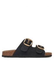 JENNY Klapki LB-P1597-YLD Czarny. Czarne klapki damskie Jenny, bez wzorów, z materiału, bez obcasa, bez zapięcia. Za 99.99 zł.