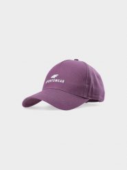 4F Czapka z daszkiem strapback uniseks - burgundowa L/XL. Czerwone czapki damskie 4F, na lato, bez wzorów, z bawełny, klasyczne. W wyprzedaży za 39.99 zł.