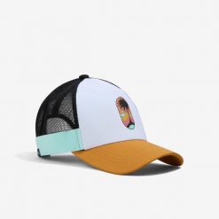 Czapka z daszkiem w stylu trucker do siatkówki plażowej BV Cap. Białe czapki damskie KIPSTA, na lato, bez wzorów, z materiału, sportowe. Za 39.99 zł.