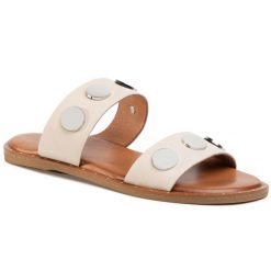 Klapki QUAZI. Brązowe klapki damskie QUAZI, bez wzorów, bez obcasa, bez zapięcia. Za 239.99 zł.