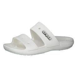 Klapki unisex Crocs Classic Sandal. Białe klapki męskie Crocs, bez wzorów, z materiału, bez zapięcia. Za 118.99 zł.