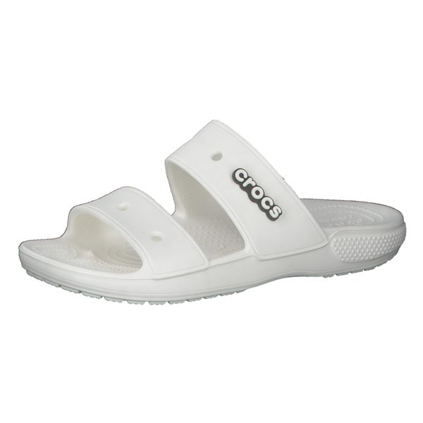 Klapki unisex Crocs Classic Sandal. Białe klapki damskie Crocs, bez wzorów, z materiału, bez zapięcia. Za 118.99 zł.