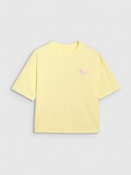 4F T-shirt oversize z nadrukiem damski - żółty XXL. Żółte koszulki sportowe damskie 4F, uniwersalny, bez wzorów, z bawełny, bez ramiączek. W wyprzedaży za 49.99 zł.