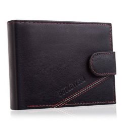 Portfel skórzany BETLEWSKI BPM-SZ-60 CZARNY. Czarne portfele męskie Betlewski, bez wzorów, ze skóry. Za 79.99 zł.