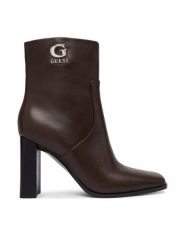 Guess Botki FLFGED LEA10 Brązowy ciemny. Brązowe botki damskie Guess, z aplikacjami, bez obcasa, na słupku, bez zapięcia. Za 764.99 zł.