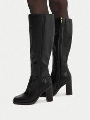MEXX Kozaki EO-MI001804563W-01 Czarny. Czarne kozaki damskie Mexx, bez wzorów, ze skóry, bez obcasa, na słupku, bez zapięcia. Za 429.99 zł.