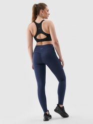 4F Legginsy treningowe z materiału z recyklingu damskie - granatowe XS. Niebieskie legginsy sportowe damskie 4F, l, bez wzorów, z dzianiny, z podwyższonym stanem, na fitness i siłownię. W wyprzedaży za 69.99 zł.