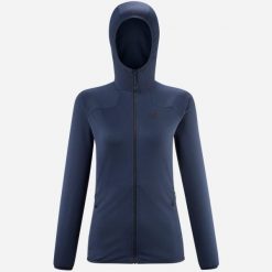 Bluza turystyczna polarowa damska Millet Lokka Hoodie Iii W. Niebieskie bluzy damskie Millet, l, bez wzorów, z polaru, sportowe, bez ramiączek, bez kaptura. W wyprzedaży za 352.95 zł.