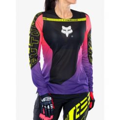 Bluza rowerowa damska Fox Flexair LS Jersey Elevated. Czarne bluzy damskie FOX, bez wzorów, z jersey, sportowe, bez ramiączek, bez kaptura. Za 308.99 zł.