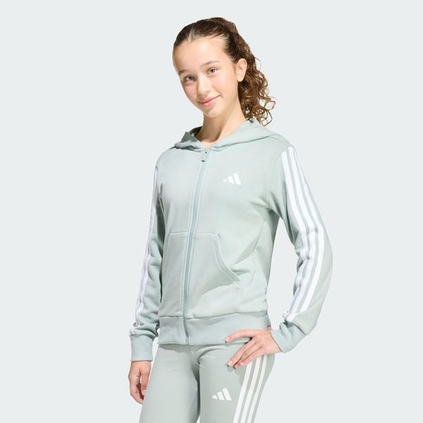 Bluza Z Kapturem Essentials Full Zip. Białe bluzy damskie Adidas, bez wzorów, klasyczne, bez ramiączek, z kapturem. Za 199.00 zł.