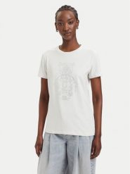 Guess T-Shirt V6GI12 K3325 Kremowy Regular Fit. Białe t-shirty damskie Guess, xxs, z aplikacjami, z bawełny, bez kołnierzyka, bez ramiączek. Za 194.99 zł.
