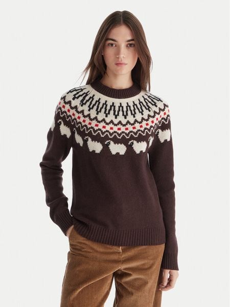 Hunter Sweter Ashie HARW0074251 Brązowy Regular Fit. Brązowe swetry nierozpinane damskie Hunter, s, bez wzorów, z wełny, bez kołnierzyka, bez ramiączek. Za 529.99 zł.