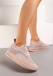 Różowe Buty Sportowe ze Skarpetkową Cholewką Pinke. Czerwone obuwie sportowe damskie Renee, bez wzorów, z dresówki, bez zapięcia. Za 54.99 zł.