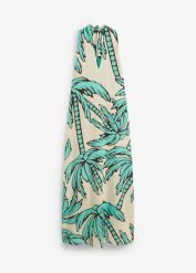 Sukienka trapezowa z dekoltem halter. Brązowe sukienki damskie bonprix, bez wzorów, bez kołnierzyka, bez ramiączek, maxi, trapezowe. Za 47.99 zł.