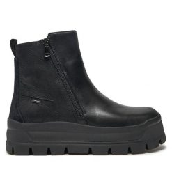 Botki Geox. Czarne botki damskie Geox, bez wzorów, bez obcasa, na płaskiej podeszwie, bez zapięcia. Za 799.99 zł.