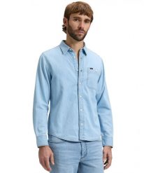 MESKA KOSZULA LEE LEESURE SHIRT HELIOS 112376585. Koszule męskie Lee, m, bez wzorów, bez kołnierzyka, bez ramiączek. Za 149.99 zł.