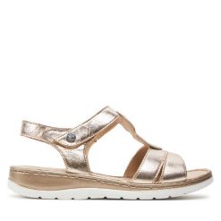 Sandały Caprice. Żółte sandały damskie Caprice, bez wzorów, bez obcasa, na płaskiej podeszwie, bez zapięcia. Za 189.99 zł.