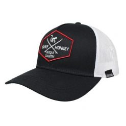 Czapka Trucker - 5 paneli / Recykling / Jeden rozmiar (Czarny/Biały). Czarne czapki damskie SURF MONKEY, z aplikacjami. Za 159.95 zł.