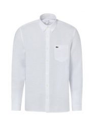 Lacoste koszula lniana Mężczyźni Regular Fit len biały, 40. Białe koszule męskie Lacoste, m, bez wzorów, ze lnu, klasyczne, bez kołnierzyka, bez ramiączek. Za 699.95 zł.