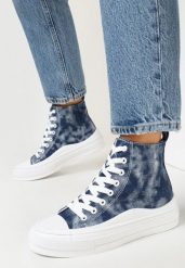 Granatowe Trampki za Kostkę Stylizowane na Jeansowe Zoriva. Niebieskie trampki i tenisówki damskie Born2be, bez wzorów, z jeansu, za kostkę, bez zapięcia. Za 29.99 zł.