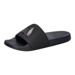 Klapki basenowe adidas Adilette Shower. Czarne klapki damskie Adidas, bez wzorów, z materiału, sportowe, bez obcasa, bez zapięcia. Za 149.45 zł.