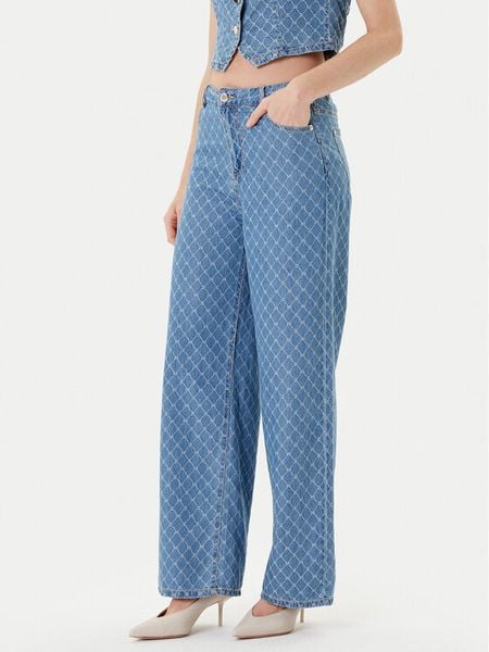 Morgan Jeansy 252-PSTEL Niebieski Wide Leg. Niebieskie jeansy damskie Morgan, bez wzorów, z bawełny. Za 199.99 zł.