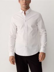 Bawełniana koszula super slim fit - biały. Białe koszule męskie Reserved, l, bez wzorów, z bawełny, bez kołnierzyka, bez ramiączek. Za 129.99 zł.