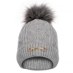 Czapka zimowa Equestrian Queen Eden 24AW damska z pomponem. Szare czapki damskie EQUESTRIAN QUEEN, na zimę, bez wzorów, sportowe. Za 97.99 zł.